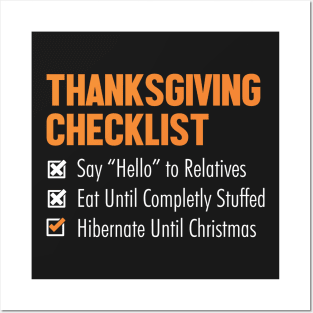 Thanksgiving checklist Posters and Art